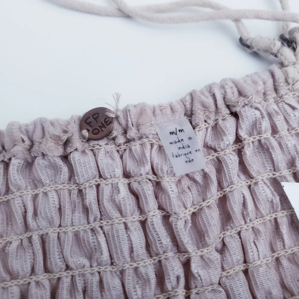 Free People Madonna Crushed Velvet Bralette Cream/Tan